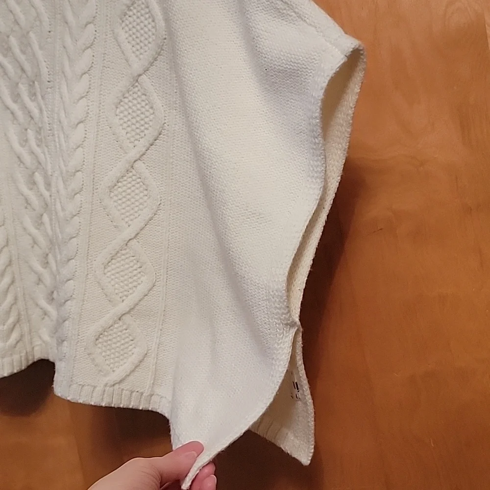 Gap Kids Ivory Sweater Poncho Fur Trimmed Hoodie